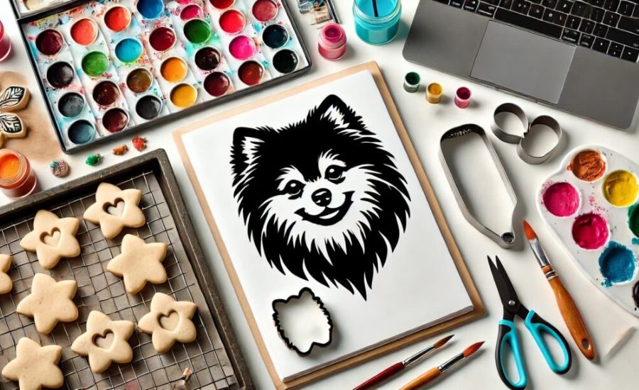 Black Pomeranian Vector Art Cookie Cutter with a Facial Silhouette